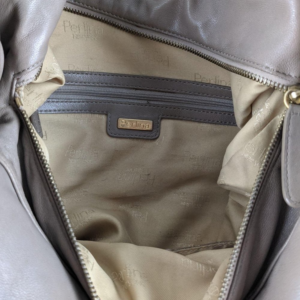 Perlina Tan Leather Braided Strap Tote - Picture 8 of 10